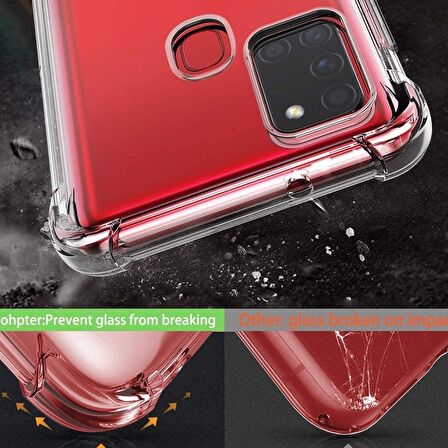 Smcase Samsung Galaxy A21S Kılıf Darbe Korumalı Silikon  Nano Ekran Koruyucu
