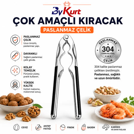 Ceviz Fındık Kıracağı Çok Amaçlı Badem Antep Fıstığı Karides Kıracağı Paslanmaz Çelik