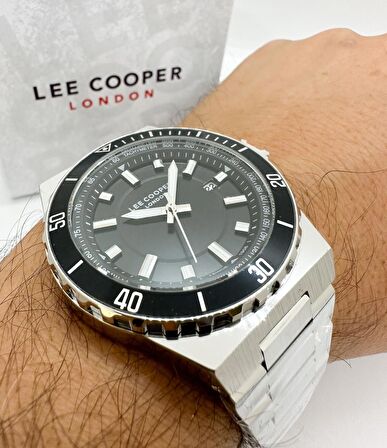 LEE COOPER SİYAH KADRAN TAKVİMLİ SANİYELİ ÇELİK ERKEK KOL SAATİ