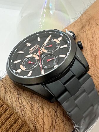 SLAZENGER SİYAH FONKSİYONLU ÇELİK ERKEK KOL SAATİ