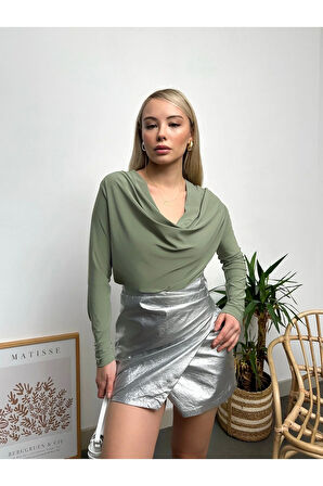 Kadın Uzun Kol Degaje Yaka Sandy Bluz