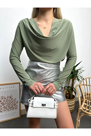 Kadın Uzun Kol Degaje Yaka Sandy Bluz