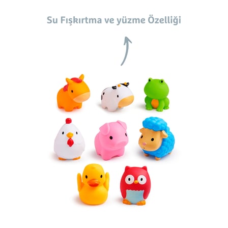 Munchkin Çiftlik Hayvanları ile Eğlenceli Banyo Fışkıtrmaları 8li Paket 0-24 Ay Unisex