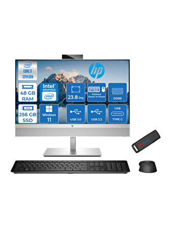 Hp Eliteone 840 G9 13.nesil Intel® Core I7 13700 48GB Ddr5 256GB SSD Fhd 23.8" IPS Windows 11 Pro All In One Bilgisayar 7B0H7EAW11 + Zetta Bellek
