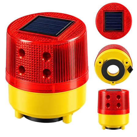 PM-39274 Solar Enerjili Mıknatıs Tabanlı Kırmızı İkaz Uyarı Lambası