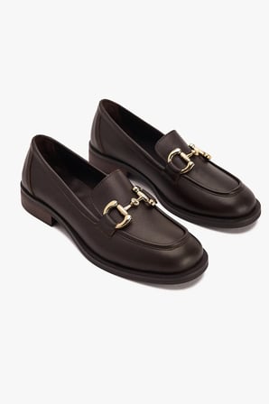 Kadın Metal Tokalı Klasik Loafer – Hakiki Deri Günlük Ayakkabı