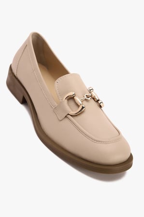 Kadın Metal Tokalı Klasik Loafer – Hakiki Deri Günlük Ayakkabı