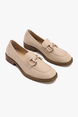 Kadın Metal Tokalı Klasik Loafer – Hakiki Deri Günlük Ayakkabı