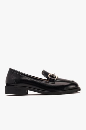 Kadın Metal Tokalı Klasik Loafer – Hakiki Deri Günlük Ayakkabı