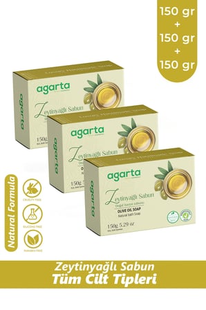 Agarta 3 Adet Doğal Zeytinyağlı Sabun 150 Gr