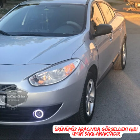 Renault Fluence 2009-2016 Uyumlu Üniversal Mercekli Angel Sis Farı Metal Su Geçirmez 76 mm Buz Mavi Halkalı Gündüz Farı Angel Eyes 2 Adet