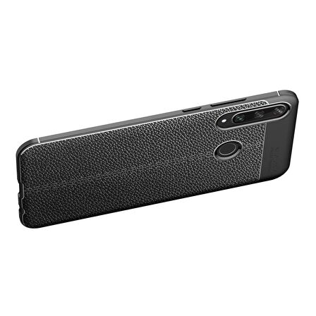 Smcase Huawei Y6P Kılıf Deri Dokulu Silikon  Nano Ekran Koruyucu
