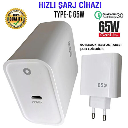 ULTRA HIZLI 65W TURBO PD ŞARJ CİHAZI TD-PA153(NOTEBOOK,TELEFON,TABLET ŞARJ EDİLEBİLİR.)