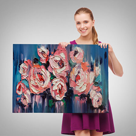 Harita Sepeti Şakayık Çiçeği Tablosu, Kanvas Duvar Tablosu-1198