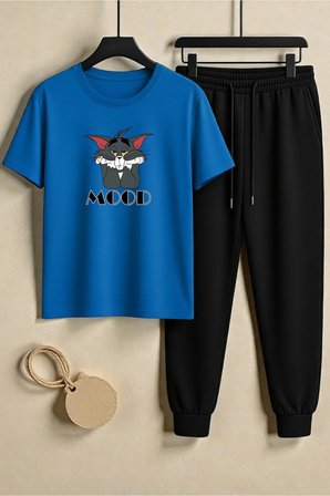 Unisex Mood Baskılı Tasarım Tişört - 2'li Eşofman Takımı