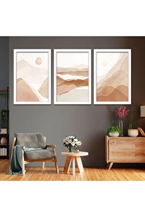 Zevahir 5 Parça Mdf Pembe Çiçek Tablo Ve Mdf Saat Kombin