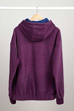 Adam Boxes Oversize Kapüşonlu Polar Sweatshirt N-Myndo - Koyu Mor