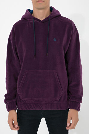 Adam Boxes Oversize Kapüşonlu Polar Sweatshirt N-Myndo - Koyu Mor