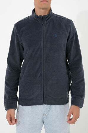 Adam Boxes Tam Fermuarlı Polar Ceket N-Alimo - Füme