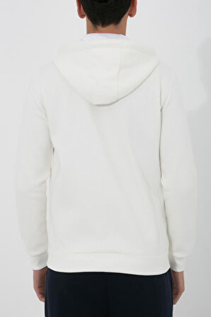 Adam Boxes Fermuarlı Kapüşonlu Sweatshirt N-Halicarna - Ekru