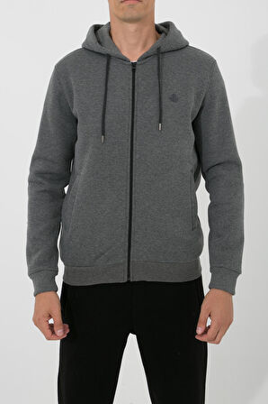 Adam Boxes Fermuarlı Kapüşonlu Sweatshirt N-Halicarna - Antrasit