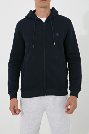 Adam Boxes Fermuarlı Kapüşonlu Sweatshirt N-Halicarna - Lacivert