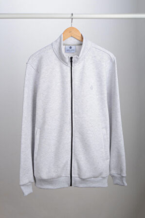 Adam Boxes Dik Yaka Fermuarlı Sweatshirt N-Karianda - Açık Gri