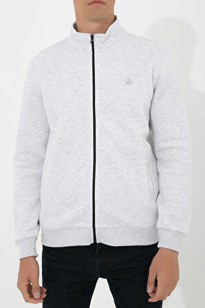 Adam Boxes Dik Yaka Fermuarlı Sweatshirt N-Karianda - Açık Gri