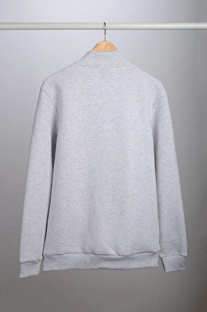 Adam Boxes Dik Yaka Fermuarlı Sweatshirt N-Karianda - Açık Gri