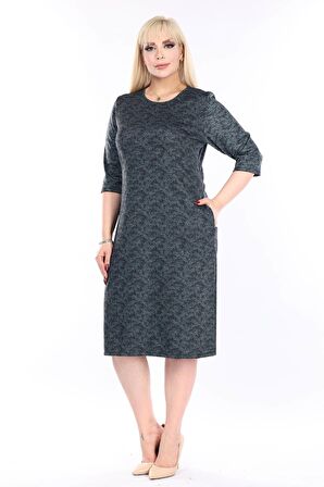 Çift Cepli Kışlık Büyük Beden Elbise 11B-2483