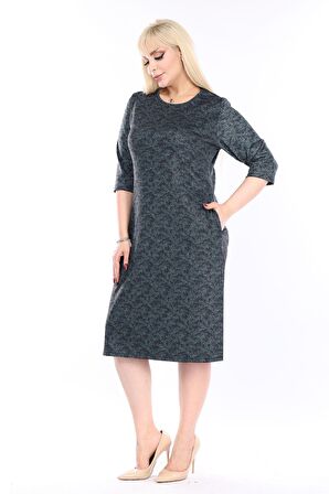 Çift Cepli Kışlık Büyük Beden Elbise 11B-2483