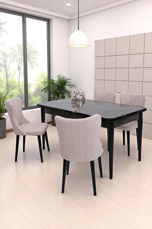 Duru Tuna Mdf Lak Panel Açılır Yemek Masa Takımı 90x160