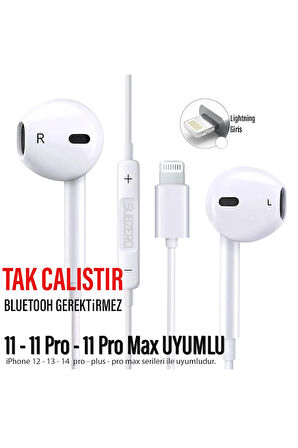 Tak Çalıştır iPhone 11 - 11 Pro - 11 Pro Max Kulaklık Kablolu Mikrofonlu iPhone 11 Lightning Girişi