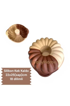 Silikon Göbekli Kek Kalıbı, Çikolata Renkli Büyük Cupcake, 22x25cm 18 Dilimli