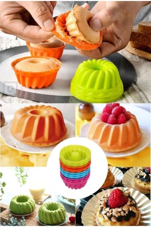 12'li Yıkanabilir Mini Chef Muffin Pişirme Kalıbı, Silikon Göbekli Kek, Cupcake, Hamur Işi Kap