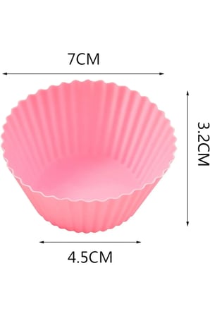 12'li Yıkanabilir Mini Muffin Pişirme Kalıbı, Silikon Ribanalı Kek, Cupcake, Hamur Işi Renkli Kap