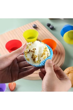 24’lü Yıkanabilir Mini Tırtıklı Muffin Pişirme Kalıbı, Ribanalı Kek, Cupcake, Hamur Işi Renkli Kap