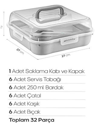 32 Parça 6 Kişilik Çantalı Piknik Seti 