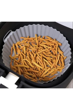 Airfryer Pişirme Kabı, GRİ Yonca Fırın Silikon Kalıbı, Hava Fritözü Çap:20cm, (h)5cm