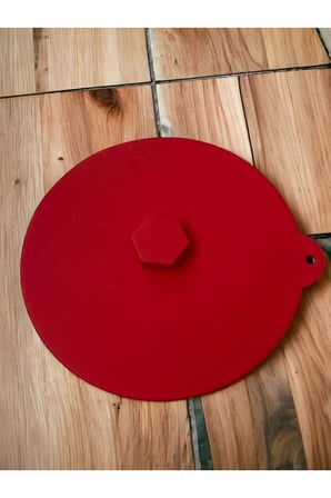 2'li Silikon Vakum Kapak, Tencere, Tava, Saklama Kabı Kapağı Gri/Kırmızı Çap:24 Cm