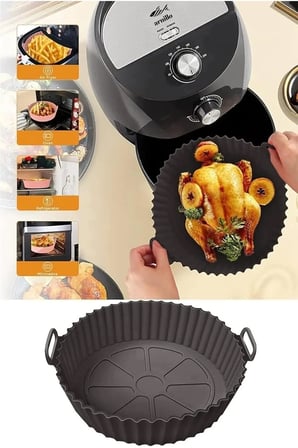 Airfryer Silikon Pişirme Kalıbı Siyah Yonca Hava Fritözü Aksesuar Tüm Fritözlere Uyumlu 1 Adet