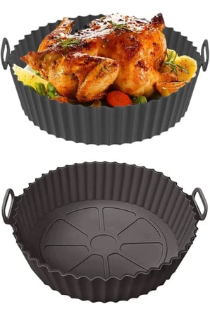 Airfryer Silikon Pişirme Kalıbı Siyah Yonca Hava Fritözü Aksesuar Tüm Fritözlere Uyumlu 1 Adet