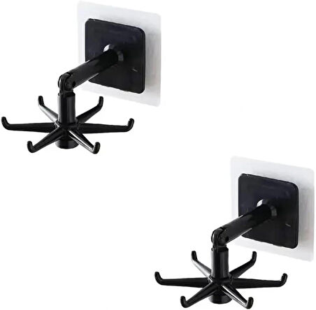 Microcase Kendinden Yapışkanlı 360 Derece Dönen 6 Kancalı Askı Mutfak Banyo Gardırop Raf Aparatı 2 Adet - BEYAZ AL5022