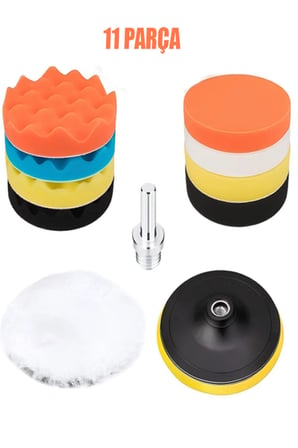 Oto Araç Araba Pasta Cila Polisaj Süngeri Keçesi Pedi 115 Mm Parlatıcı Parlatma Seti 11 Parça.