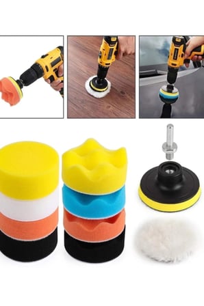 Oto Araç Araba Pasta Cila Polisaj Süngeri Keçesi Pedi 115 Mm Parlatıcı Parlatma Seti 11 Parça.
