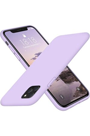 iPhone 11 Pro Max Uyumlu içi Kadife Lansman Silikon Kılıf Full Koruma Sağlayan Kılıf Lila Renk