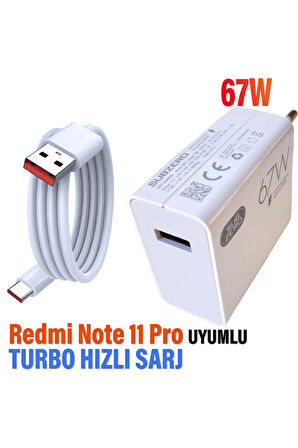 Redmi Note 11 Pro 5G Uyumlu Şarj Aleti 67W Turbo Hızlı Adaptör ve Şarj Kablosu