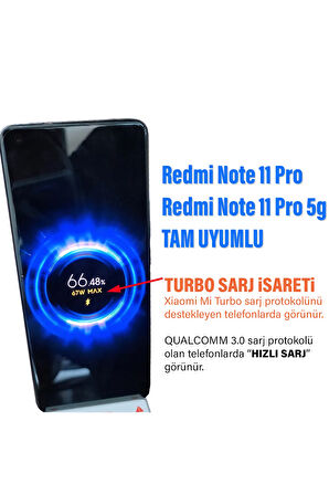 Redmi Note 11 Pro 5G Uyumlu Şarj Aleti 67W Turbo Hızlı Adaptör ve Şarj Kablosu