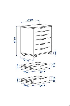 Keson, Çalışma Dolabı 67x66 cm, Venge Renk Tekerlekli Ofis Dolabı