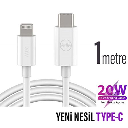Apple Iphone 11 - 11 Pro - 11 Pro Max Hızlı Şarj Kablosu Type C - Ligtning PD 20w 1 Metre